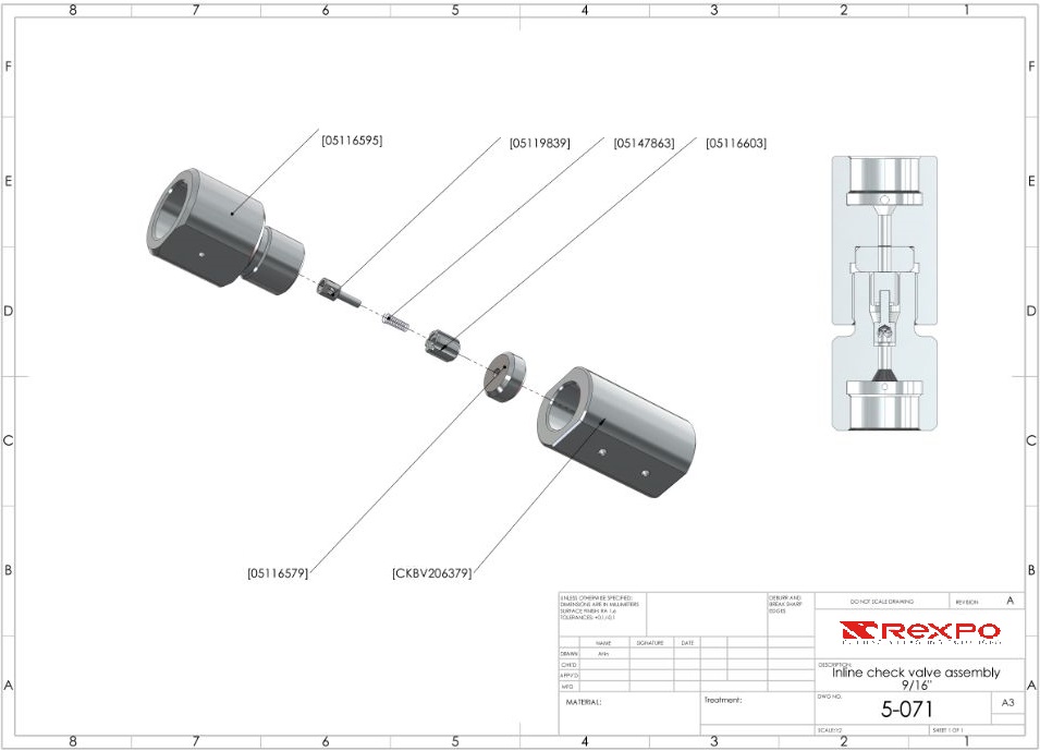 Inline Check Valve Assembly, 9/16&quot;