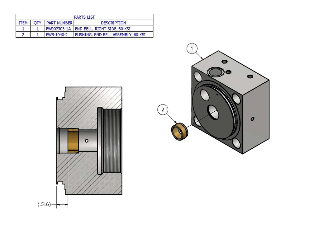 Right End Bell Assembly, 60K - Rexpoparts