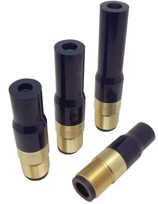 Tungsten Carbide Wide Entry Long Venturi Nozzle 1-1/4&quot; Entry,  Zinc Alloy Thread  Polyurethane Jacket 5/16&quot;