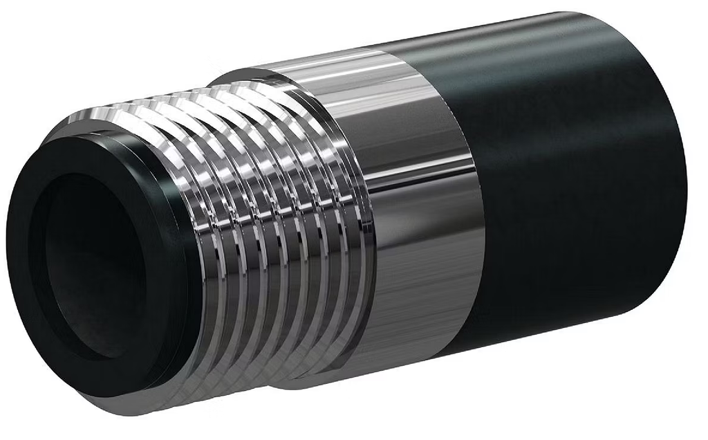 T121-P Tungs Carbide Short Venturi Nozzle SERIES 1&quot; Entry, 1-1/4&quot; Brass Thread, 3-3/8&quot; Length  Polyuret Jack 5/16&quot;