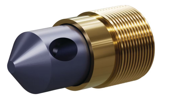 T045 Tungs Carb 45° Angle Nozzle SERIES 1-1/4&quot; Brass Thread, Triple Outlet 3/16&quot;