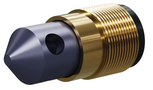 T090 Tungsten Carbide 90° Angle Nozzle SERIES 1-1/4&quot; Brass Thread, Triple Outlet 3/16&quot;